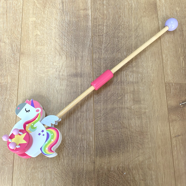 FSC Wooden Toy Rainbow UNICORN PUSH ALONG