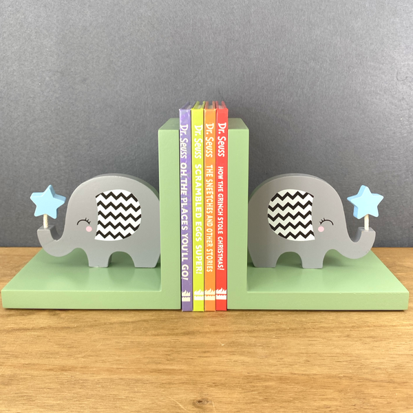 Childrens SAFARI Elephant Wooden Bookends