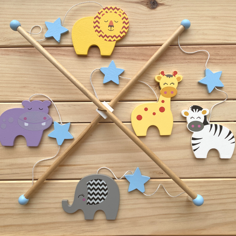 Wooden Safari Animals Baby Mobile by Tinkie Toys