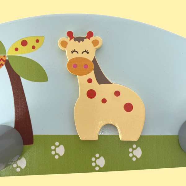 Childrens Wooden SAFARI ANIMAL Coat Rack