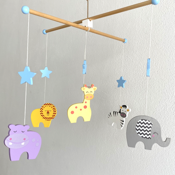 Wooden Safari Animals Baby Mobile by Tinkie Toys