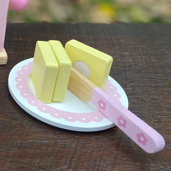 Wooden Play Food Toy Pop-Up Pink Toaster Set