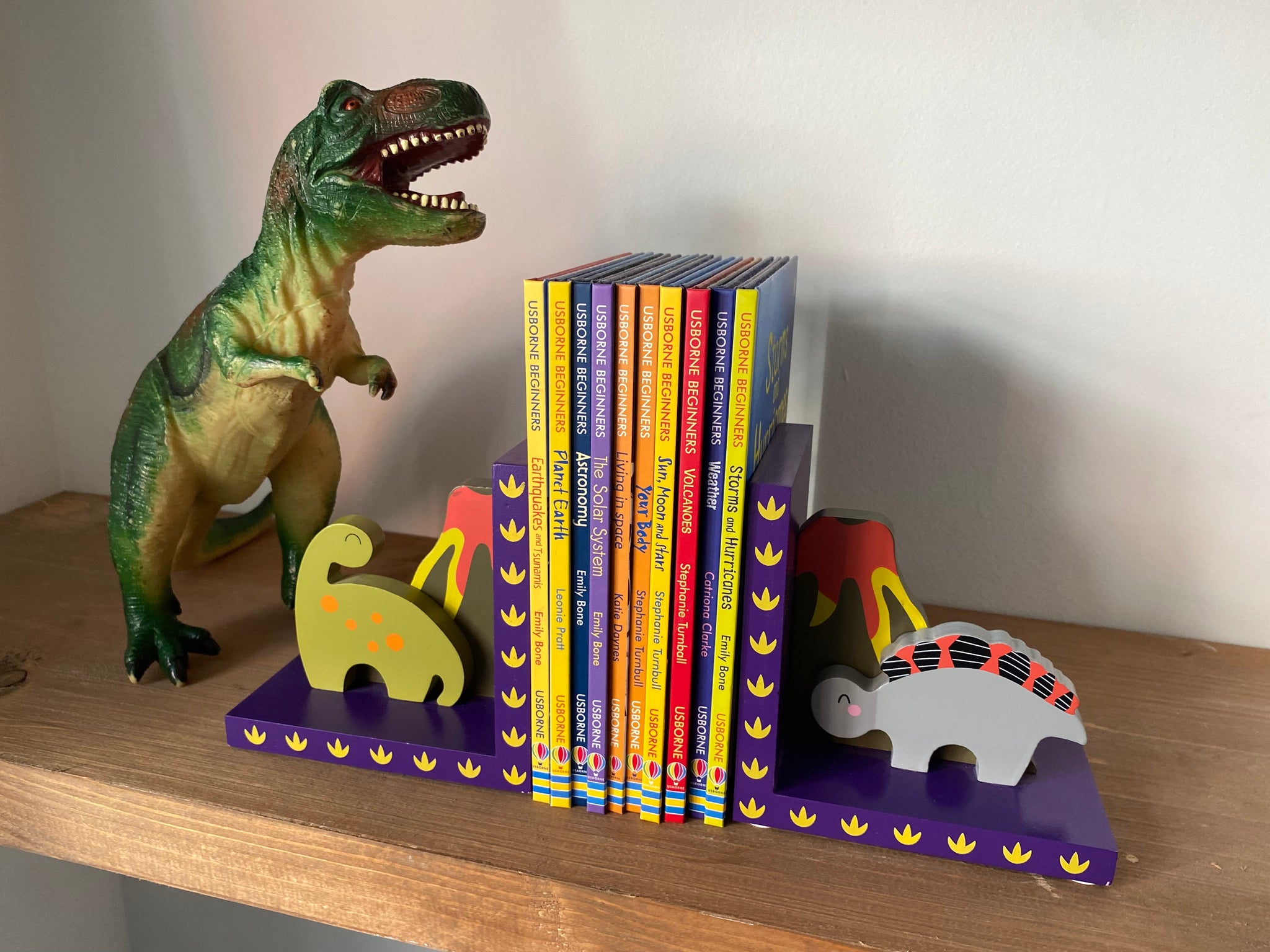 Custom Designed Wooden Dinosaur cheapest Bookends - Custom Created to Coordinate with Your Decor or Nursery Letters (brontosaurus, tyrannosaurus)